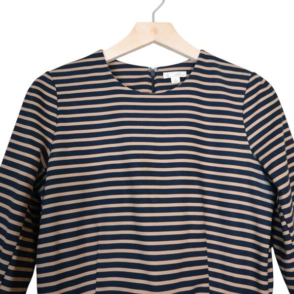 GAP Womens 6 Fit and Flare Navy Camel Striped Dress - Picture 3 of 11